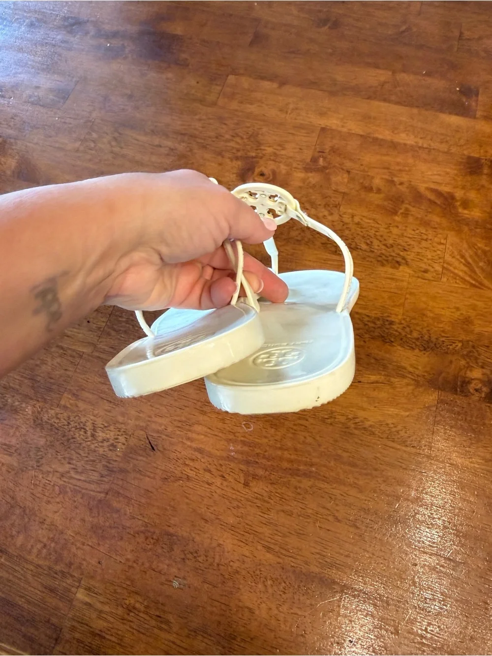 Tory Burch Ivory White Mini Miller Jelly Thong Sandals Sz 12
